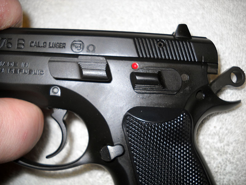 detail, CZ 75B left side takedown alignment marks